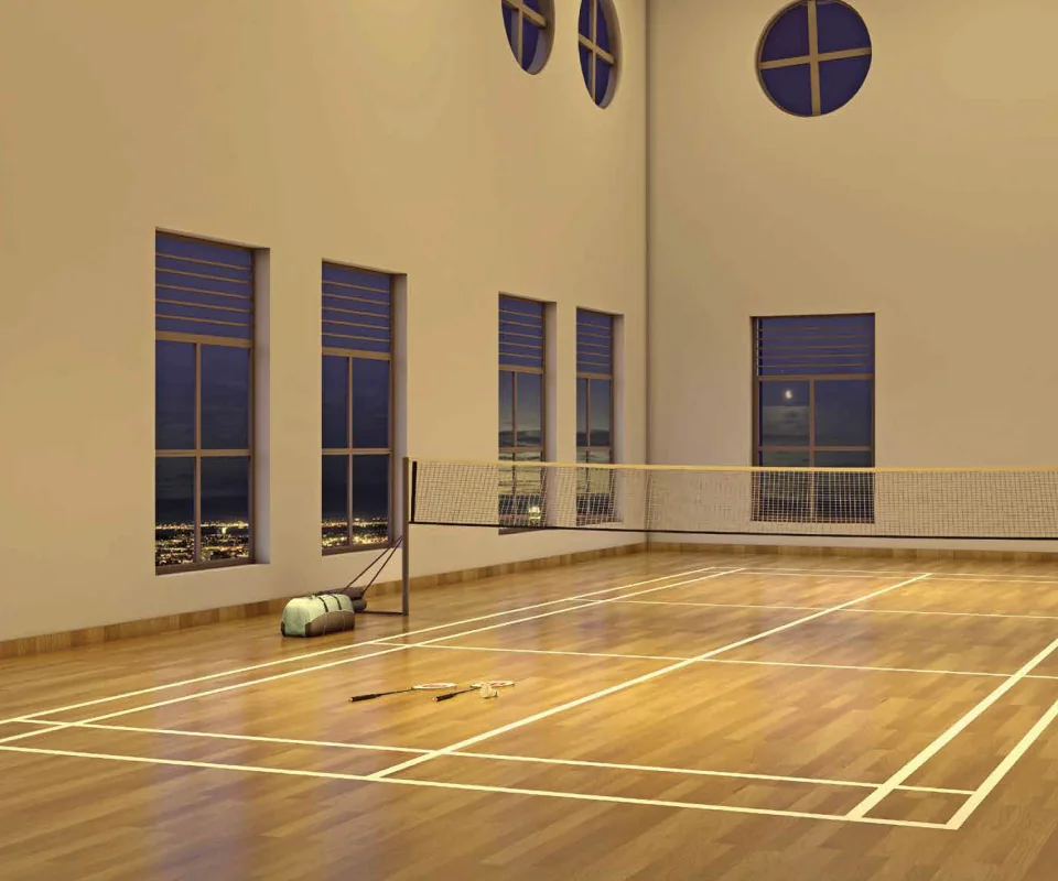 Indoor badminton court at Hiranandani Castalia