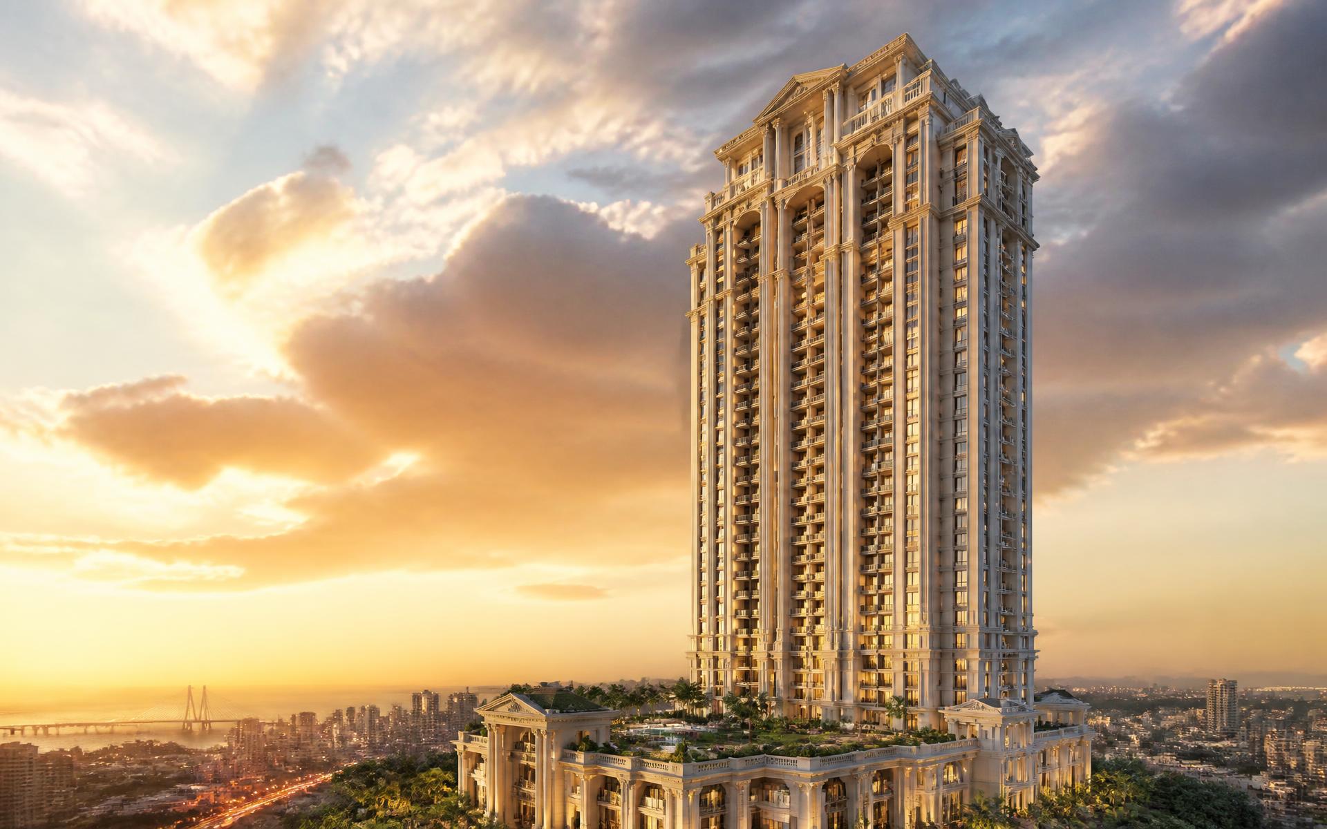 Premium Hiranandani residential tower in Mumbai at golden hour