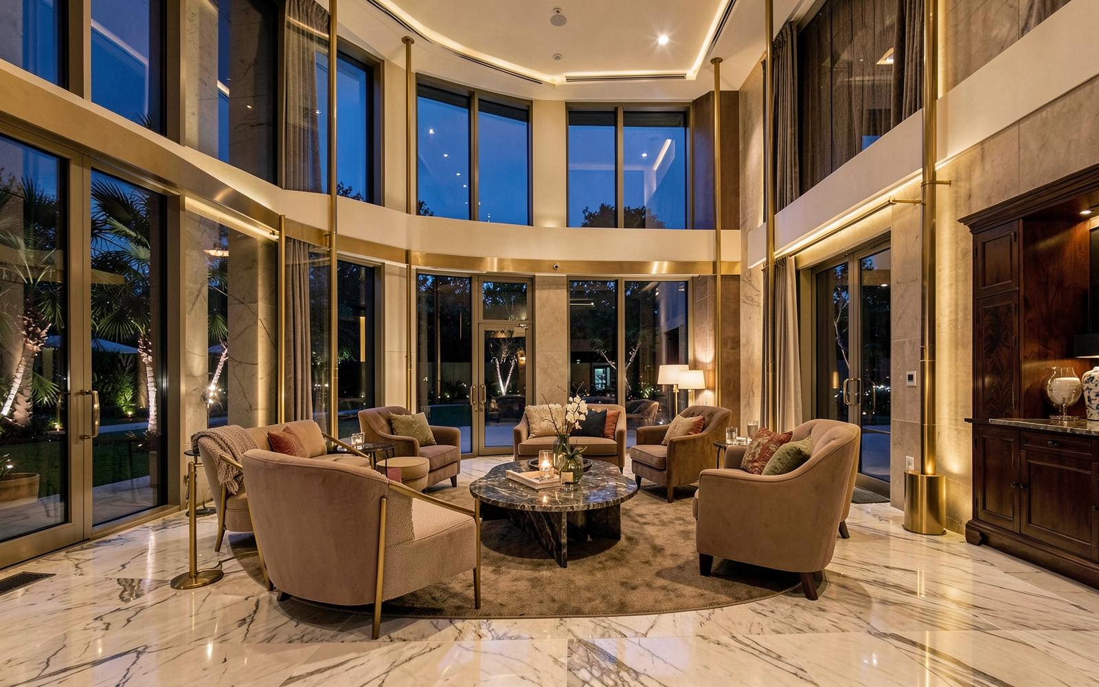 Luxury residential clubhouse lounge in a Hiranandani development, Mumbai